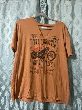 Women’s size Xl Maurice’s Shirt. Full Throttle Motorcycle Graphic Tee - Brown